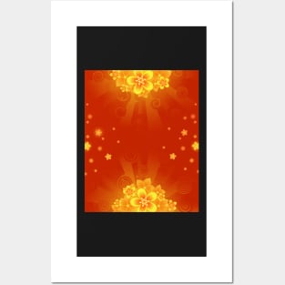 Background with orange flowers Posters and Art